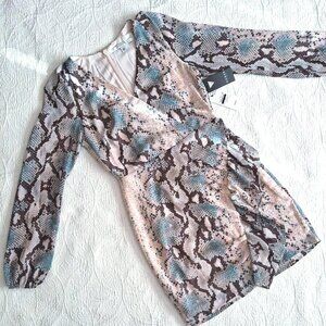 NWT Guess Serasota Dress Long Sleeve Snake Print Size XS
